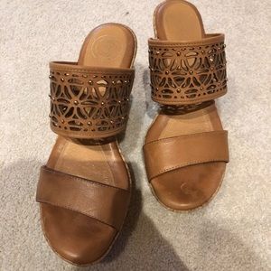 Leather Strappy Boho Cork Wedges